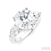 1 Ctw Tri-Mount Circular Shape Center Pear and Round Cut Diamond Semi Mount Engagement Ring in 14K White Gold